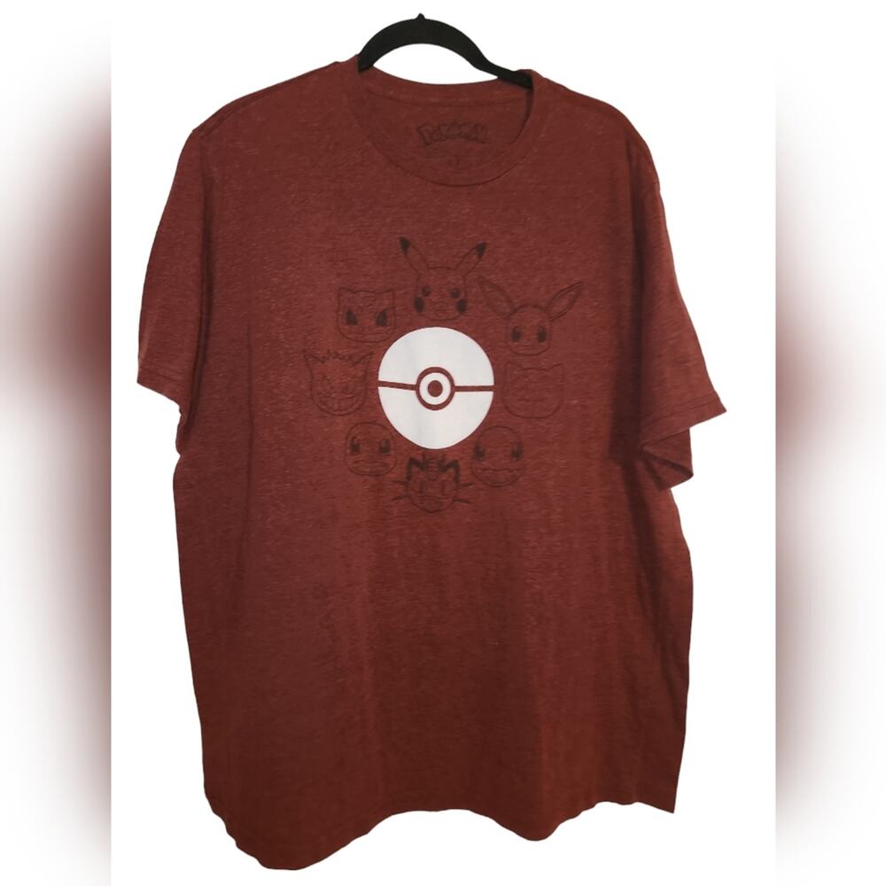 Pokemon Pokeball Red Heather Graphic Tee Shirt Size Large Tall‎